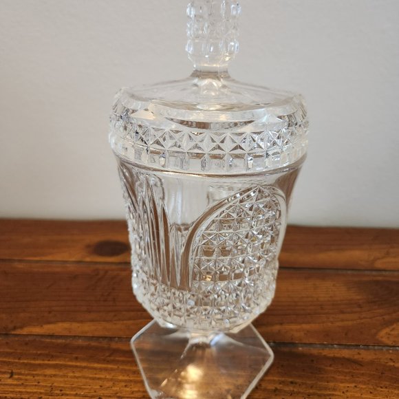 Vintage 8.5" Tall Cut Glass Lidded Candy Jar - Picture 1 of 10